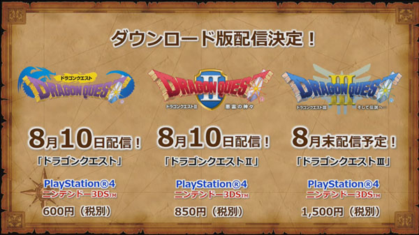 Dragon Quest I II and III Release Dates