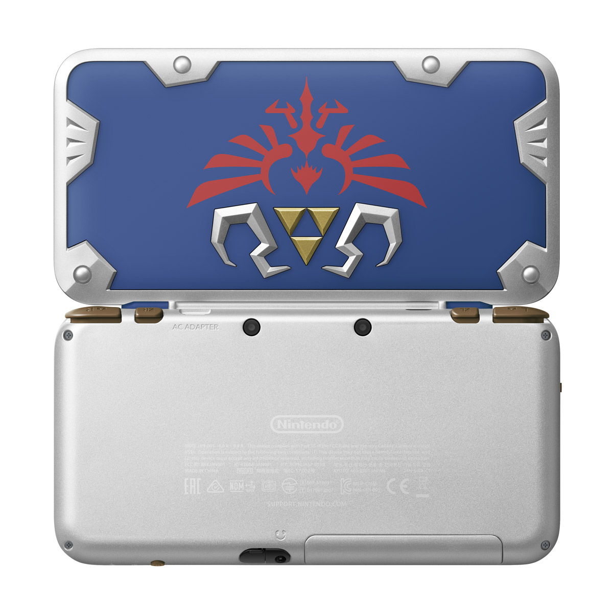 Full outside view of the upcoming Hylian Shield Edition New Nintendo 2DS XL