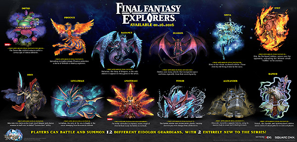 Final Fantasy Explorers Eidolons Bahamut Shiva Ifrit