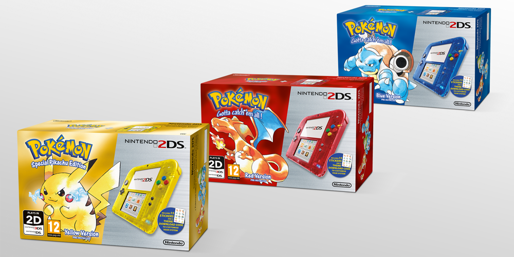 pokemon red blue and yellow version game freak nintendo 2ds bundle 20th anniversary europe
